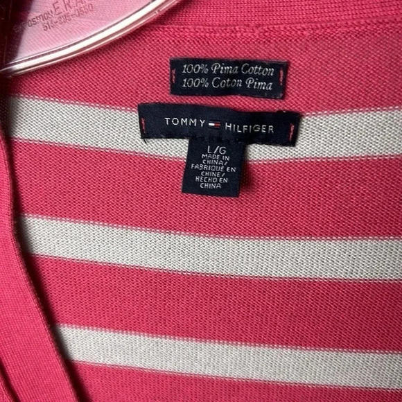 Tommy  Hilfiger long striped button front cardigan,women Large.100% Pima cotton - Picture 5 of 16